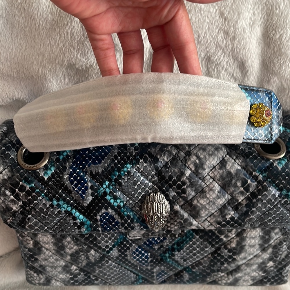 Kurt Geiger Snake Print Leather Kensington X Bag - Picture 3 of 9